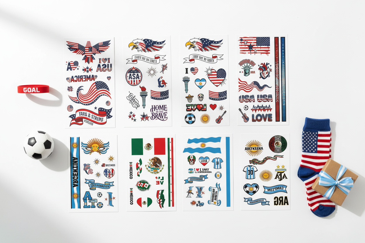 Best small gifts for soccer fans — USA, Mexico and Argentina temporary tattoo packs for World Cup 2026