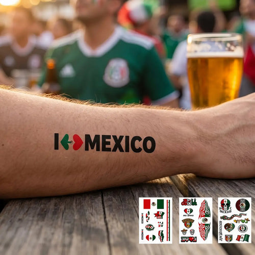 Mexico Temporary Tattoos – 3-Sheet Waterproof Fan Pack