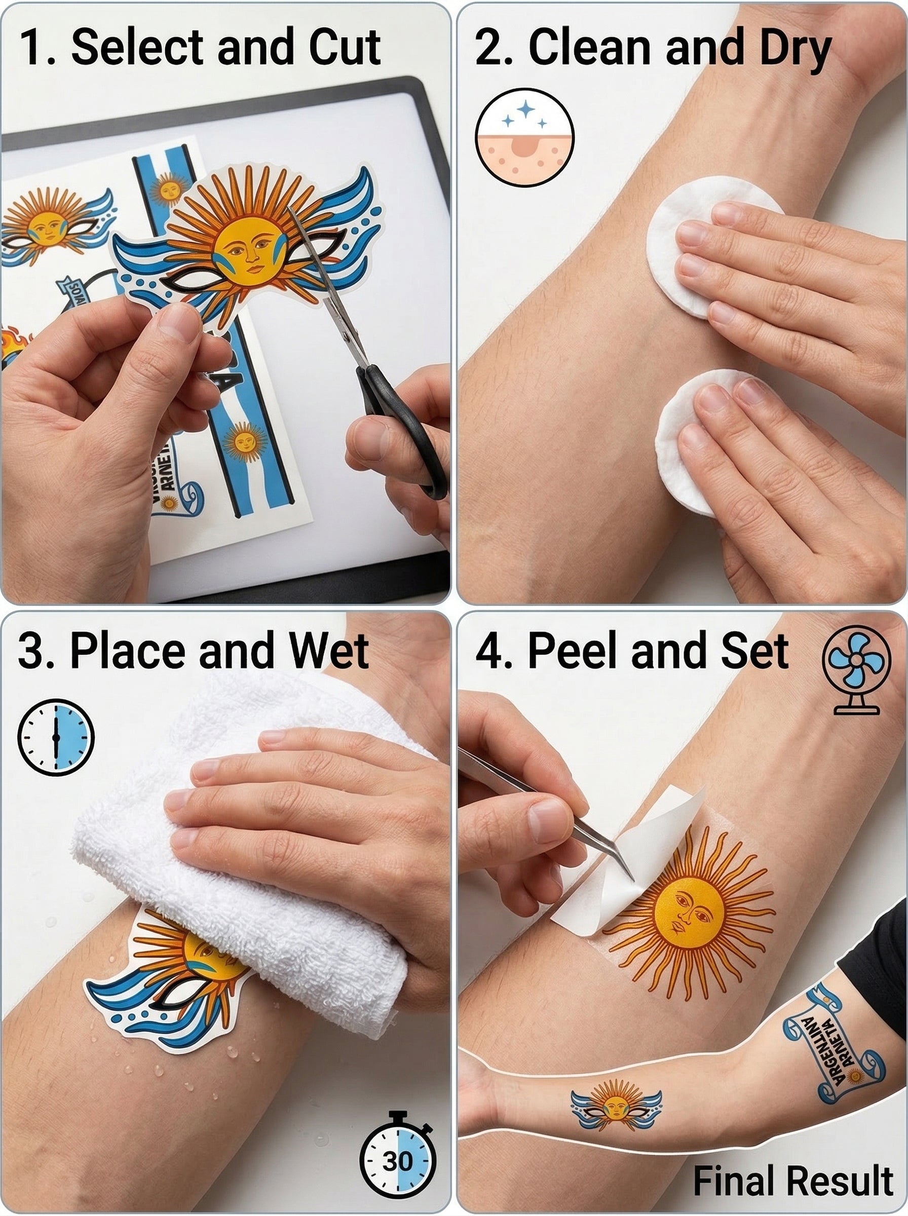 Argentina Temporary Tattoos - 3 Sheets Pack