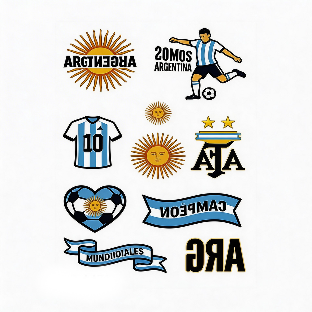 Argentina Temporary Tattoos - 3 Sheets Pack