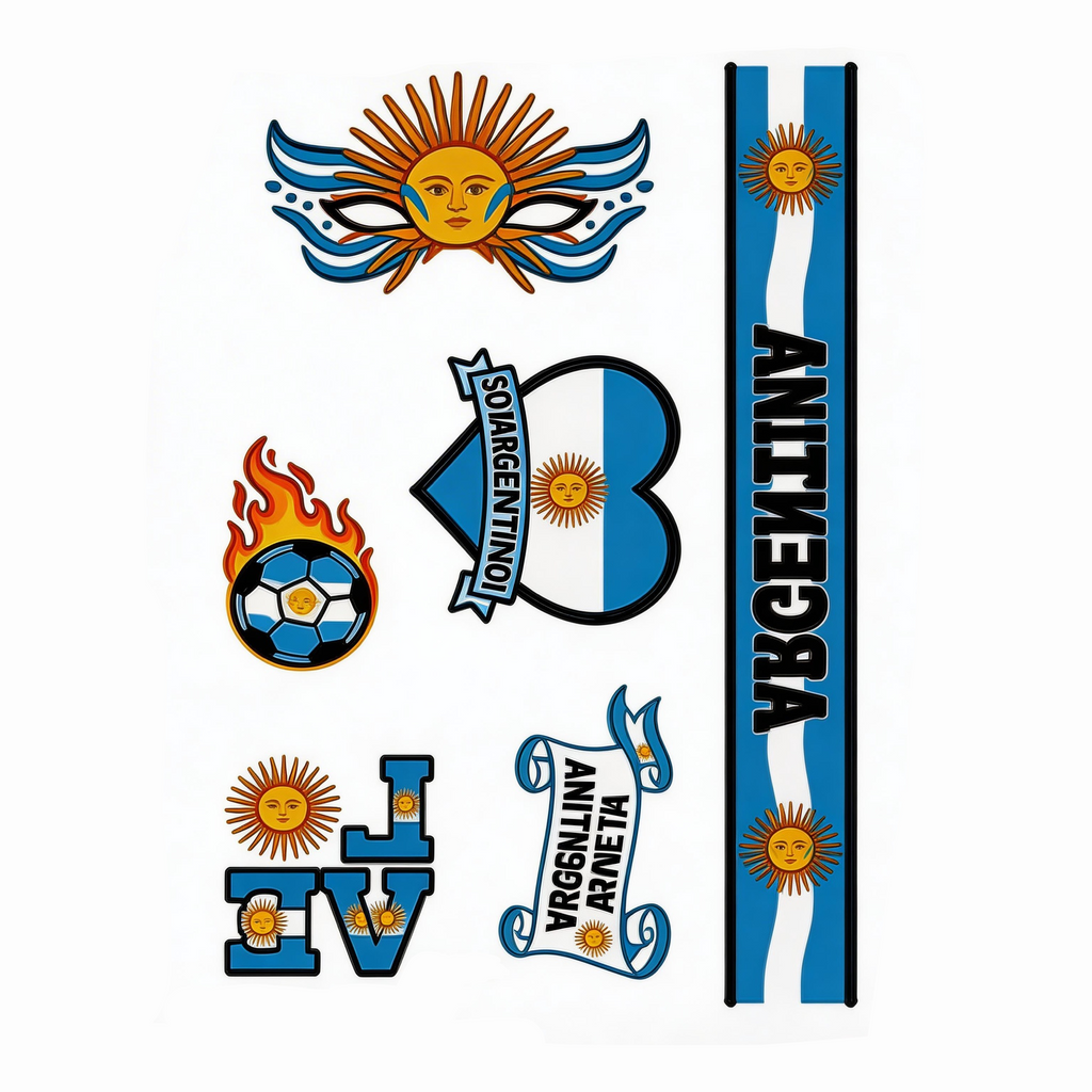 Argentina Temporary Tattoos - 3 Sheets Pack