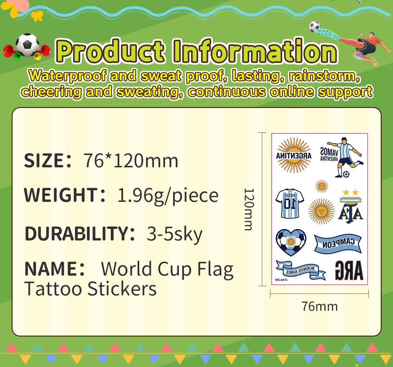 Soccer Fan Temporary Tattoos – 10-Sheet Variety Pack for Groups and Events
