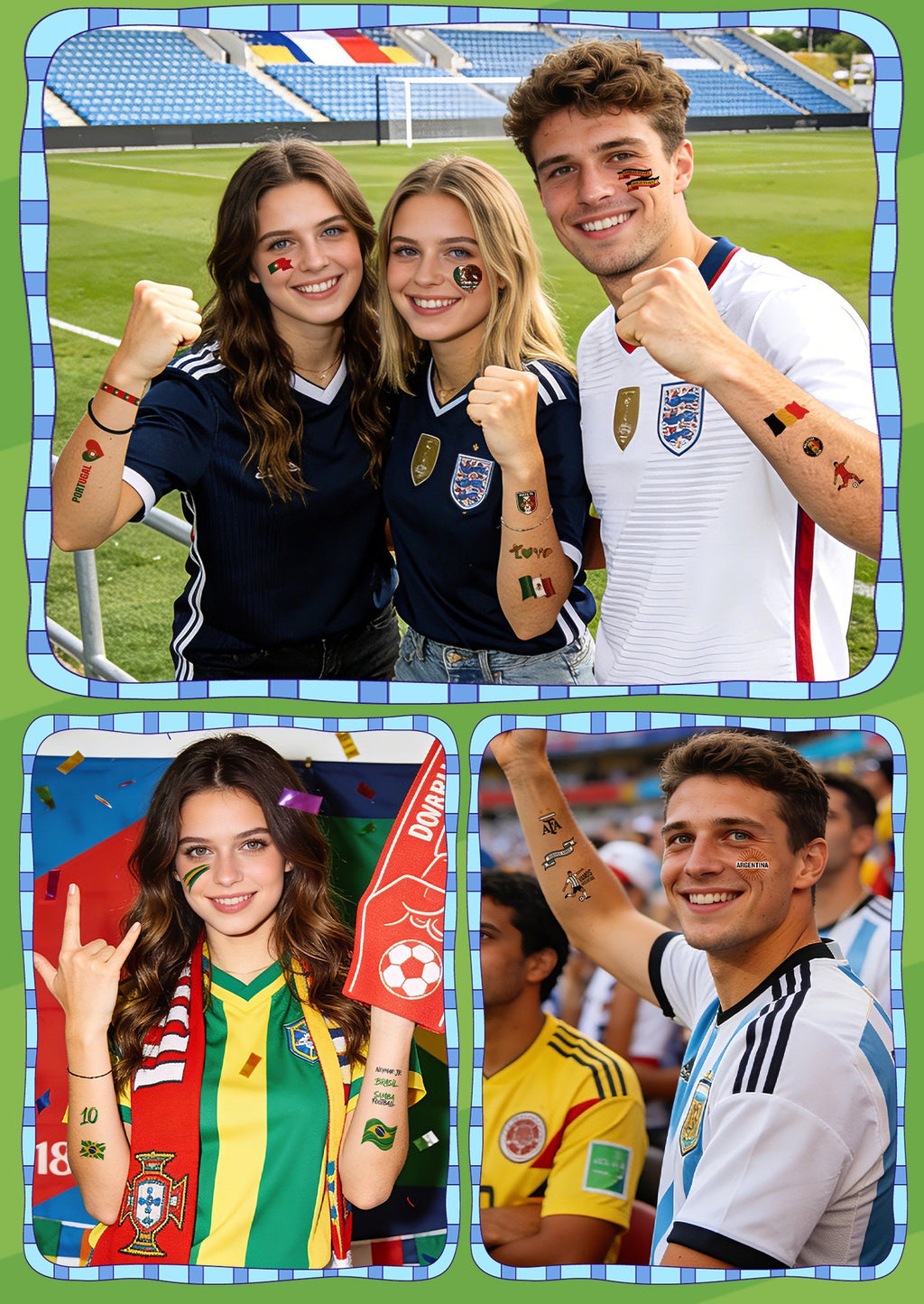 Soccer Fan Temporary Tattoos – 10-Sheet Variety Pack for Groups and Events