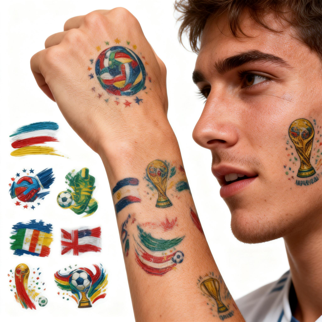 Soccer Fan Temporary Tattoos – 10-Sheet Variety Pack for Groups and Events